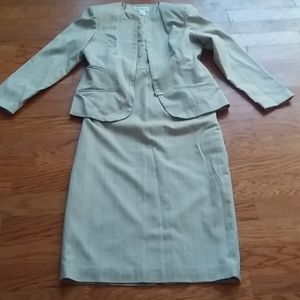 2 piece Tan suit with pink and brown pinstripe